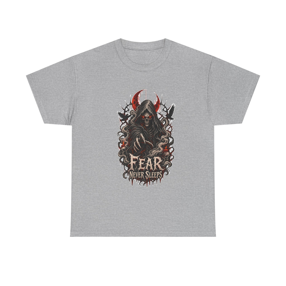 Fear Never Sleeps T-Shirt — Gothic Grim Reaper Graphic Tee