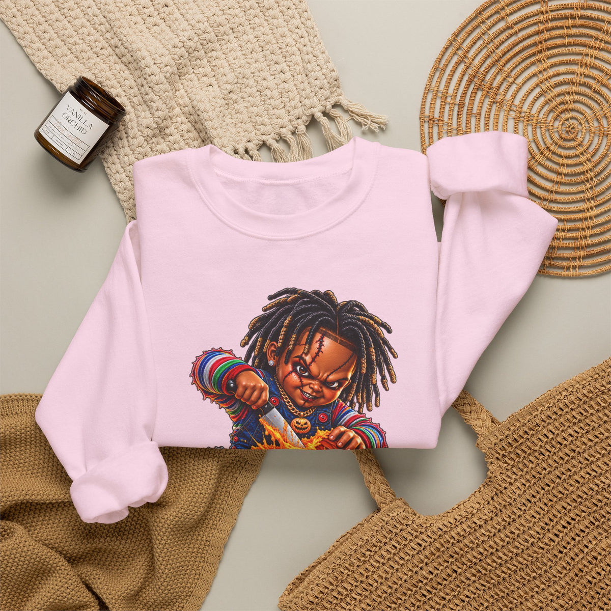 Halloween Dreadlocks Pumpkin Crewneck Sweatshirt
