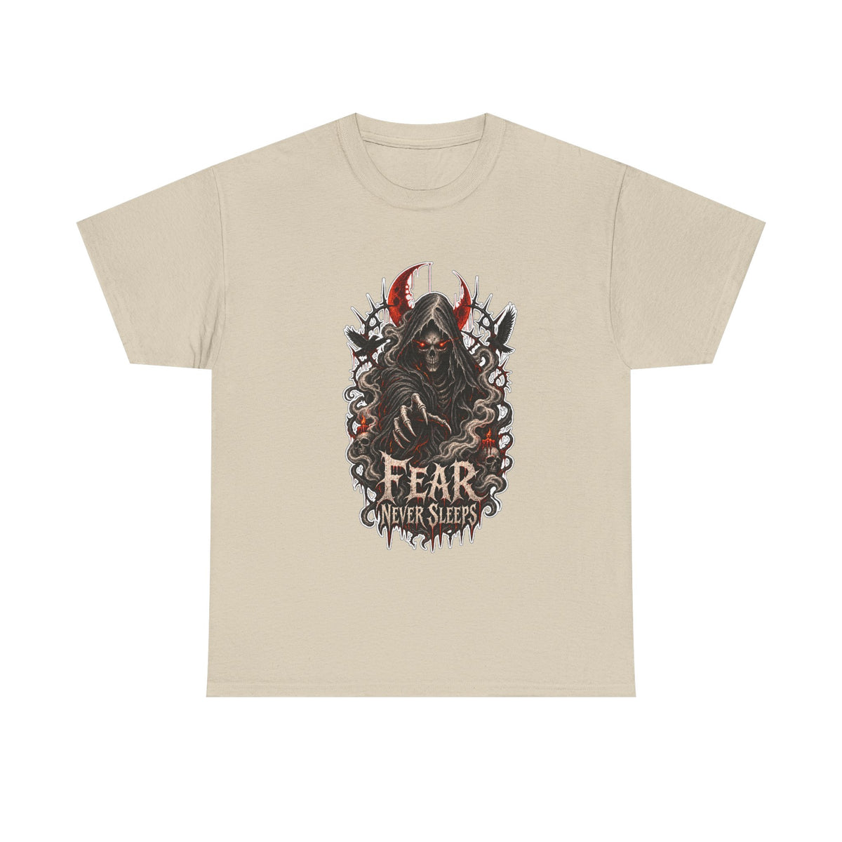 Fear Never Sleeps T-Shirt — Gothic Grim Reaper Graphic Tee