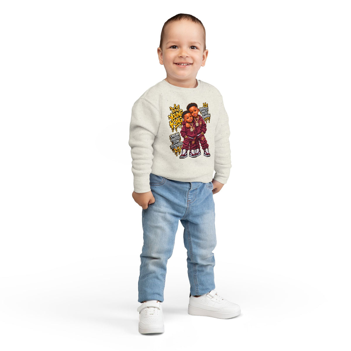 Toddler Sweatshirt - Young Kings Graphic Crewneck (Matching Sibling Outfit)