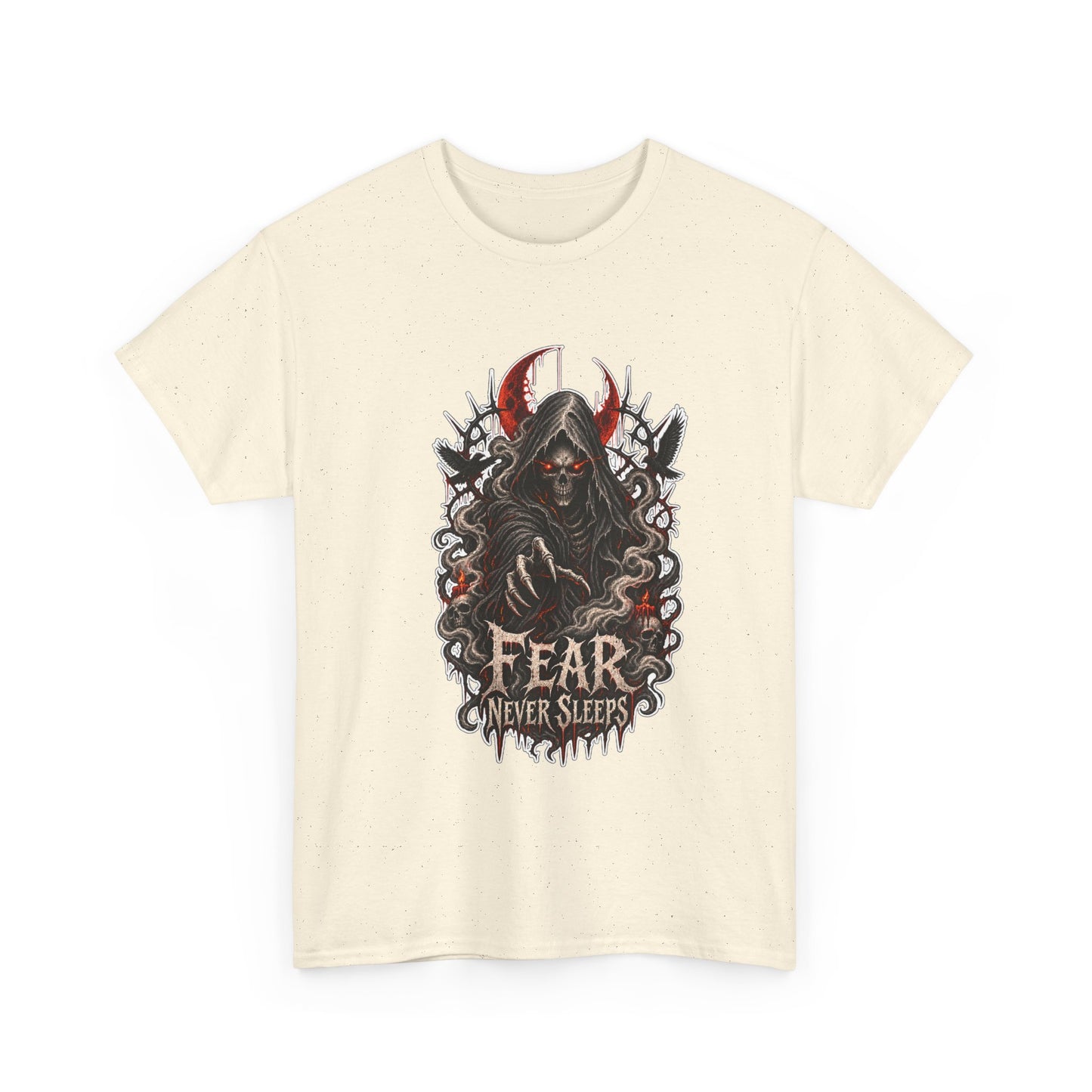 Fear Never Sleeps T-Shirt — Gothic Grim Reaper Graphic Tee