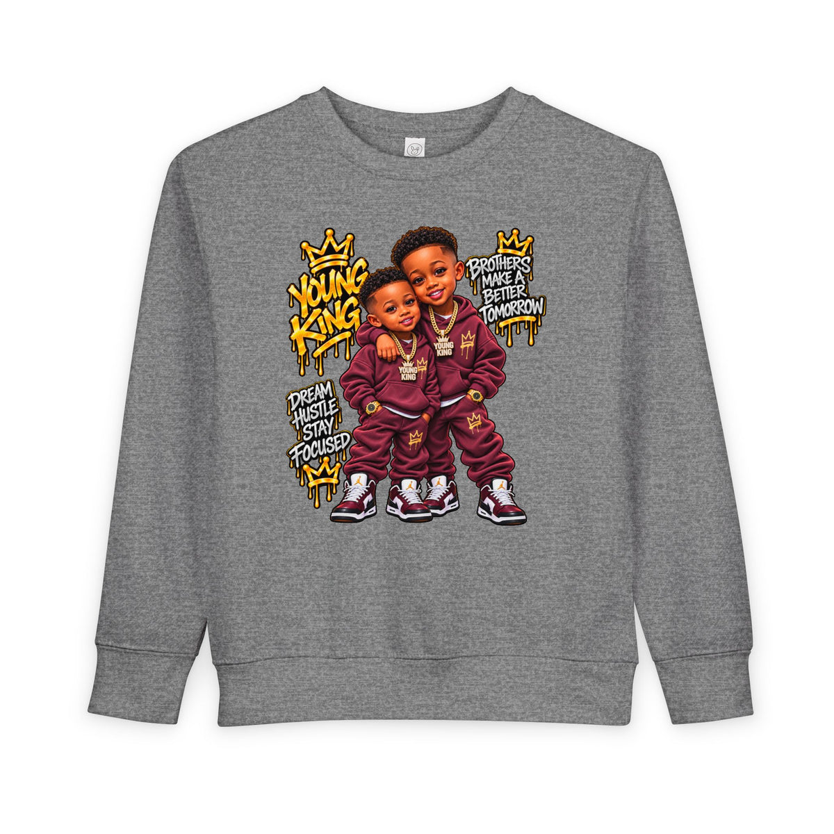Toddler Sweatshirt - Young Kings Graphic Crewneck (Matching Sibling Outfit)