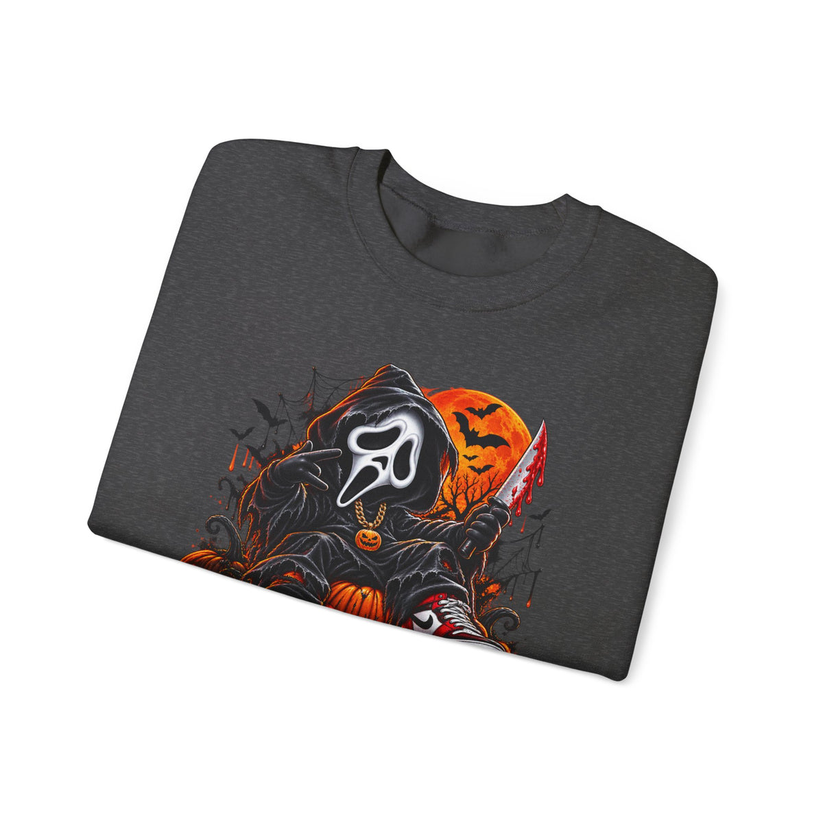 Halloween Ghost Face Pumpkin Crewneck Sweatshirt