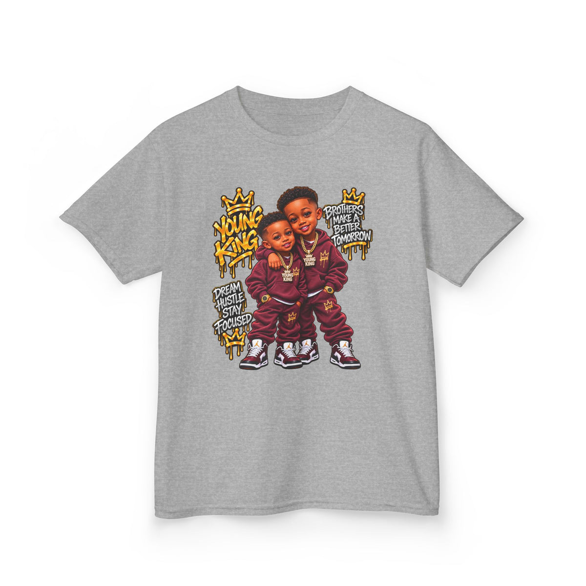 Kids Tee — 'Young Kings' Cartoon Sibling Streetwear Graphic Shirt