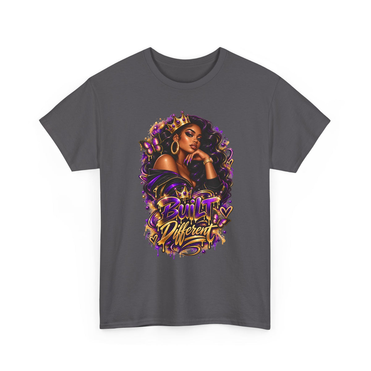 Built Different Tee — Empowering Black Queen Graphic T-Shirt
