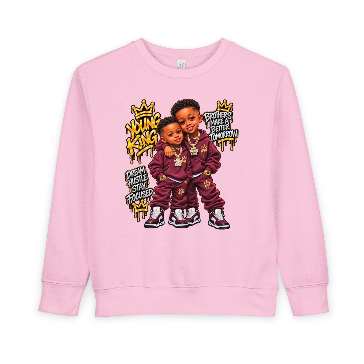 Toddler Sweatshirt - Young Kings Graphic Crewneck (Matching Sibling Outfit)