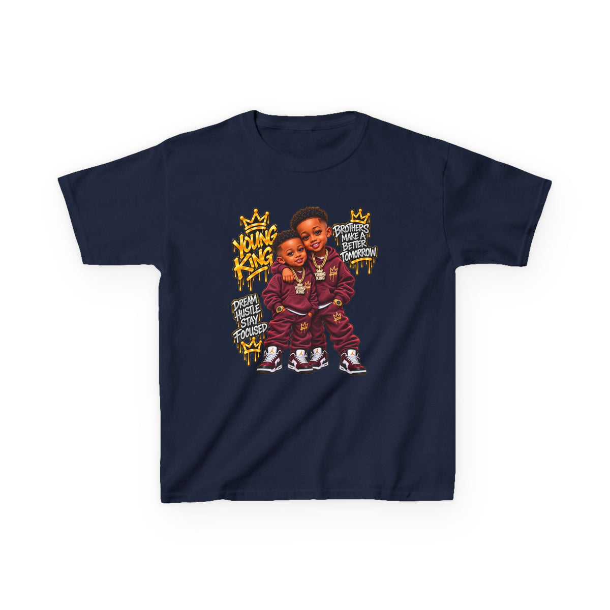 Kids Tee — 'Young Kings' Cartoon Sibling Streetwear Graphic Shirt