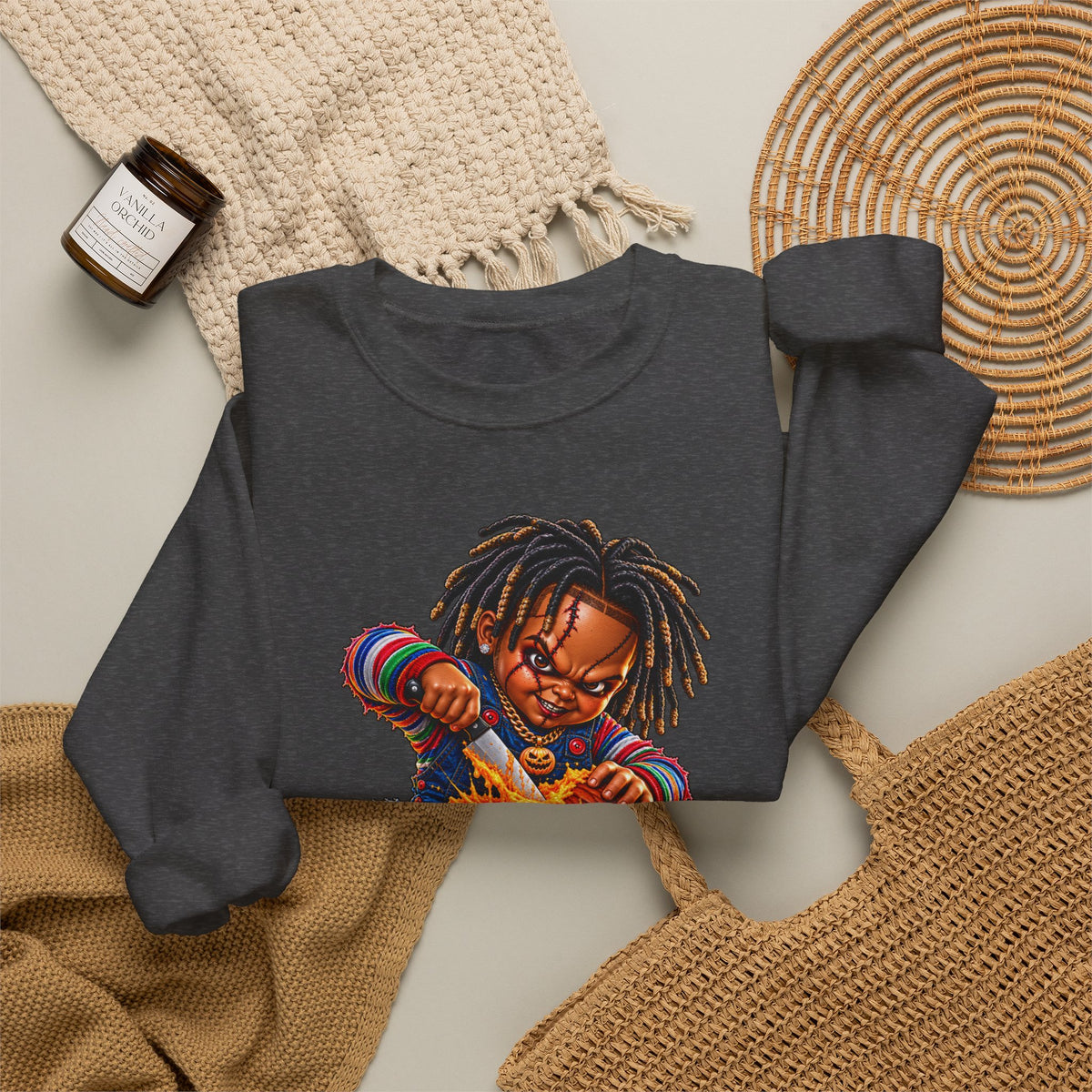 Halloween Dreadlocks Pumpkin Crewneck Sweatshirt