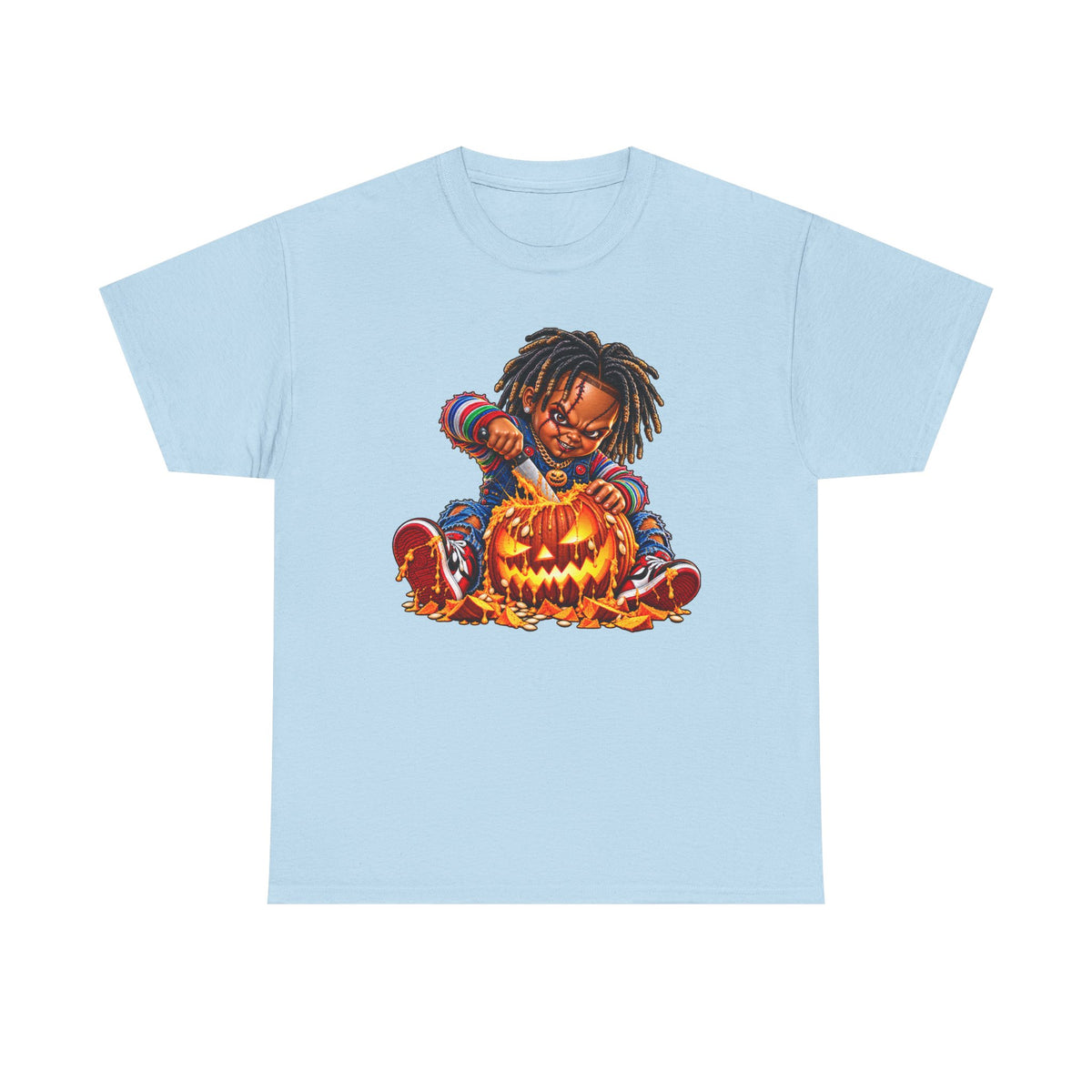 Halloween Pumpkin Carving Dreadlocks Skeleton T-Shirt