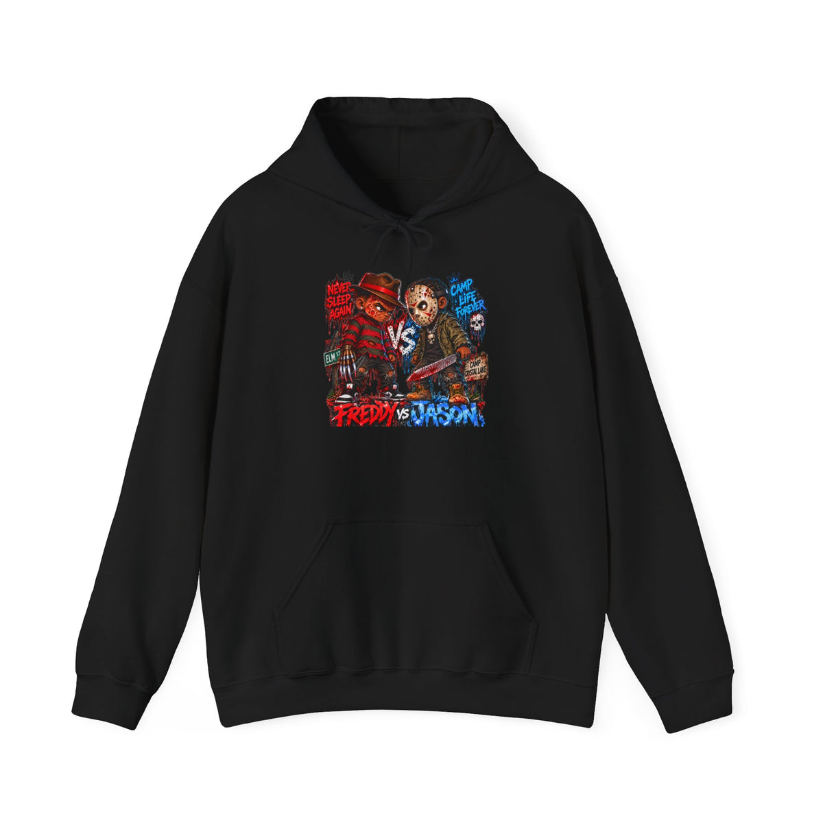 Freddy vs Jason Horror Movie Hoodie – Retro Slasher Graphic Pullover