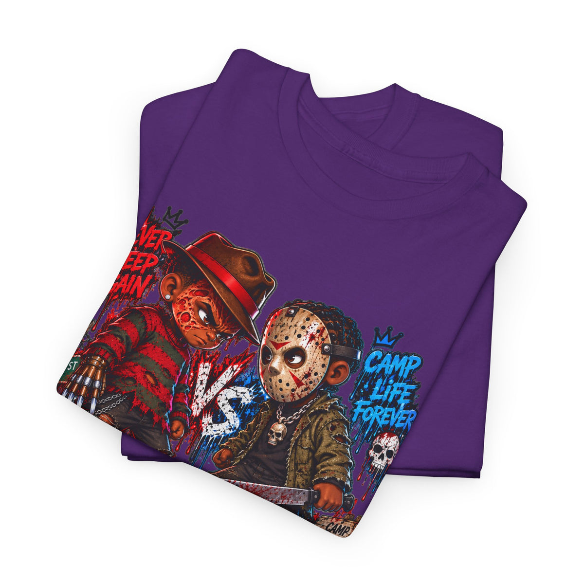 Horror Icons Tee — 'Freddy vs Jason' Cartoon Horror Graphic T-Shirt