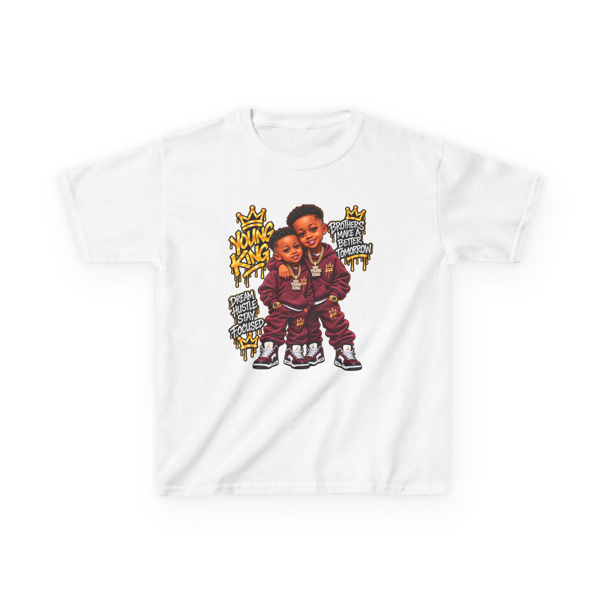 Kids Tee — 'Young Kings' Cartoon Sibling Streetwear Graphic Shirt