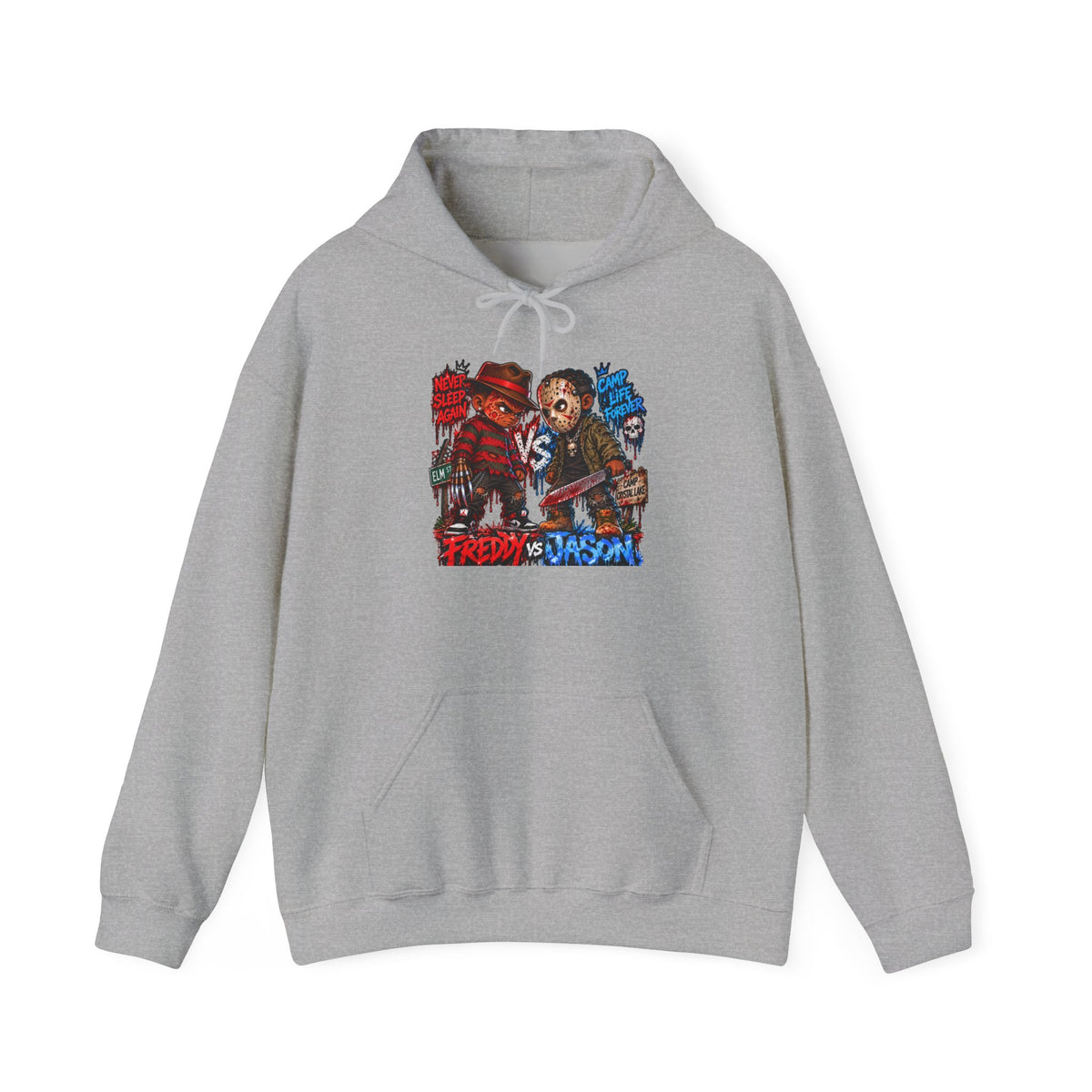 Freddy vs Jason Horror Movie Hoodie – Retro Slasher Graphic Pullover