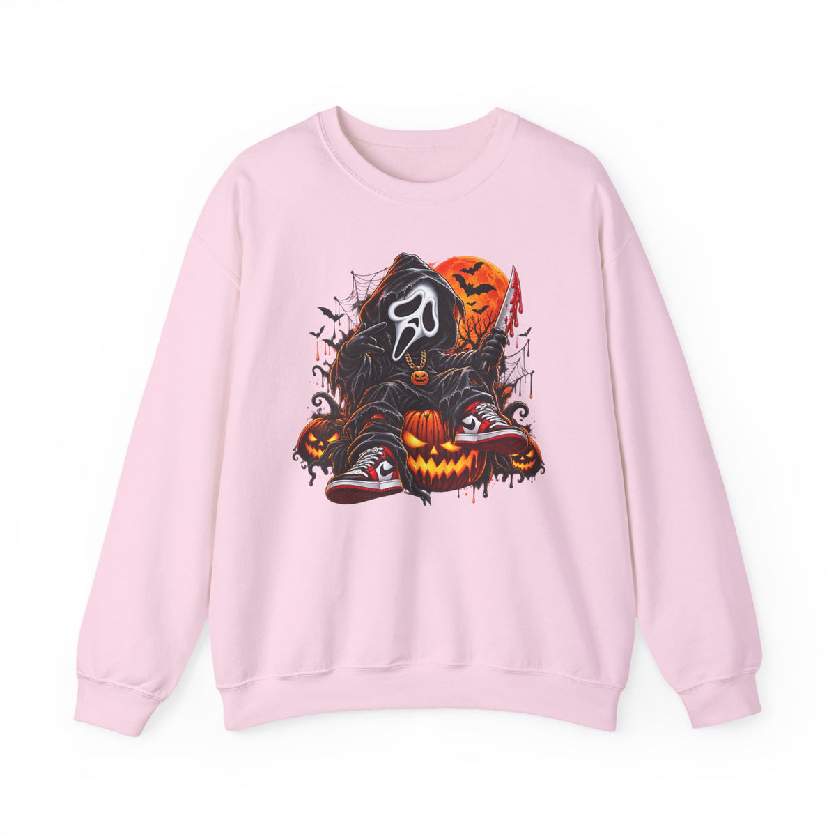 Halloween Ghost Face Pumpkin Crewneck Sweatshirt