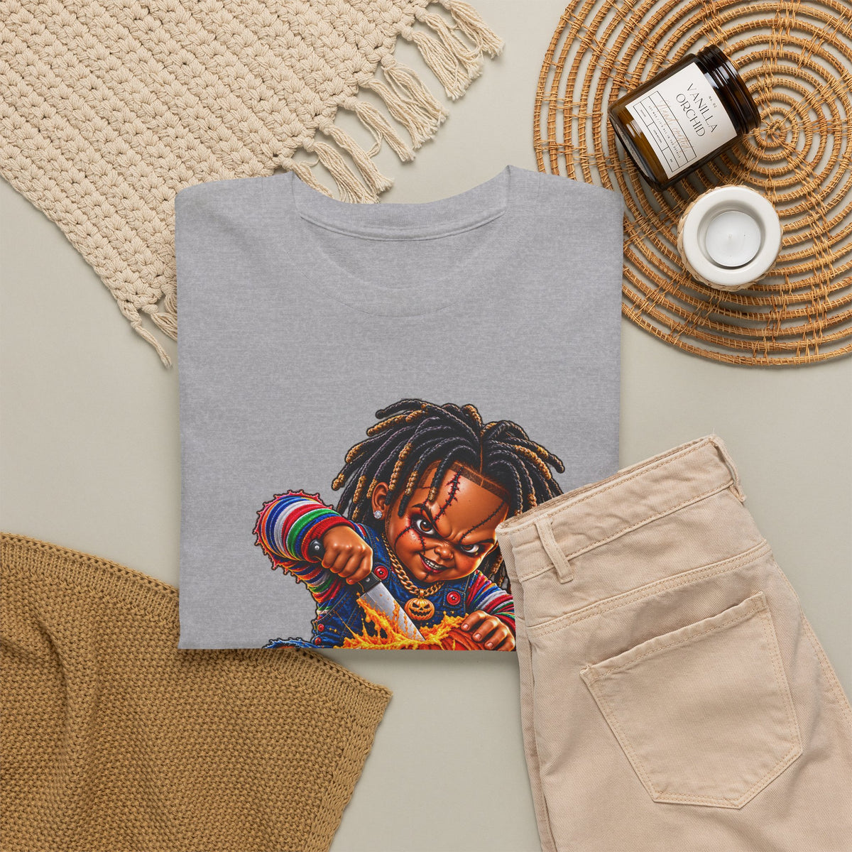 Halloween Pumpkin Carving Dreadlocks Skeleton T-Shirt