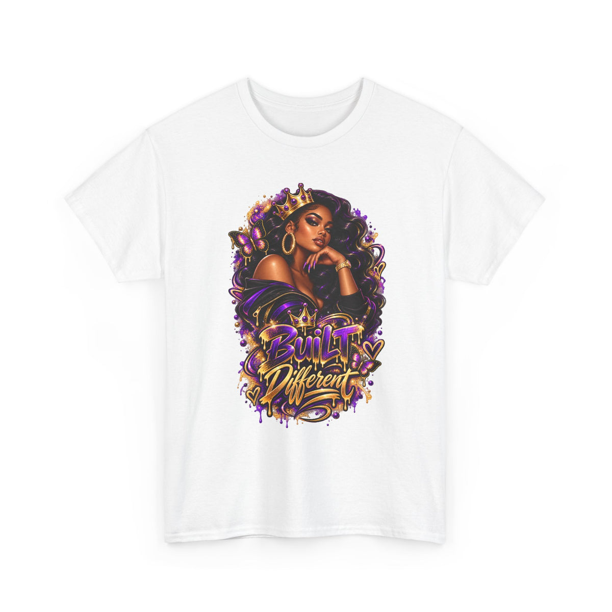Built Different Tee — Empowering Black Queen Graphic T-Shirt