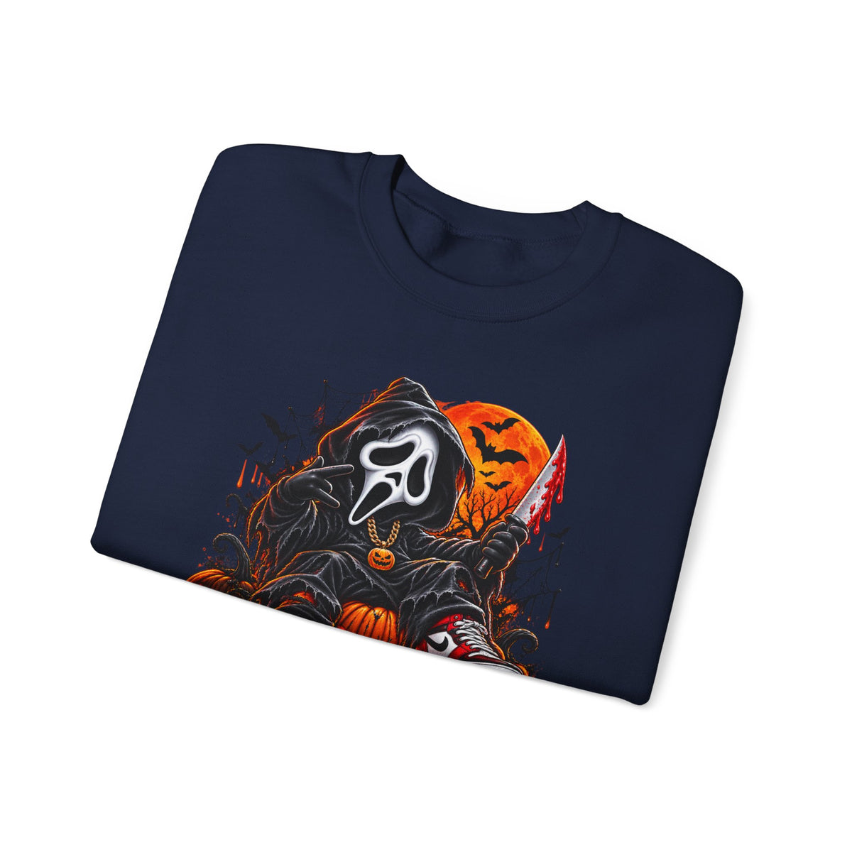 Halloween Ghost Face Pumpkin Crewneck Sweatshirt