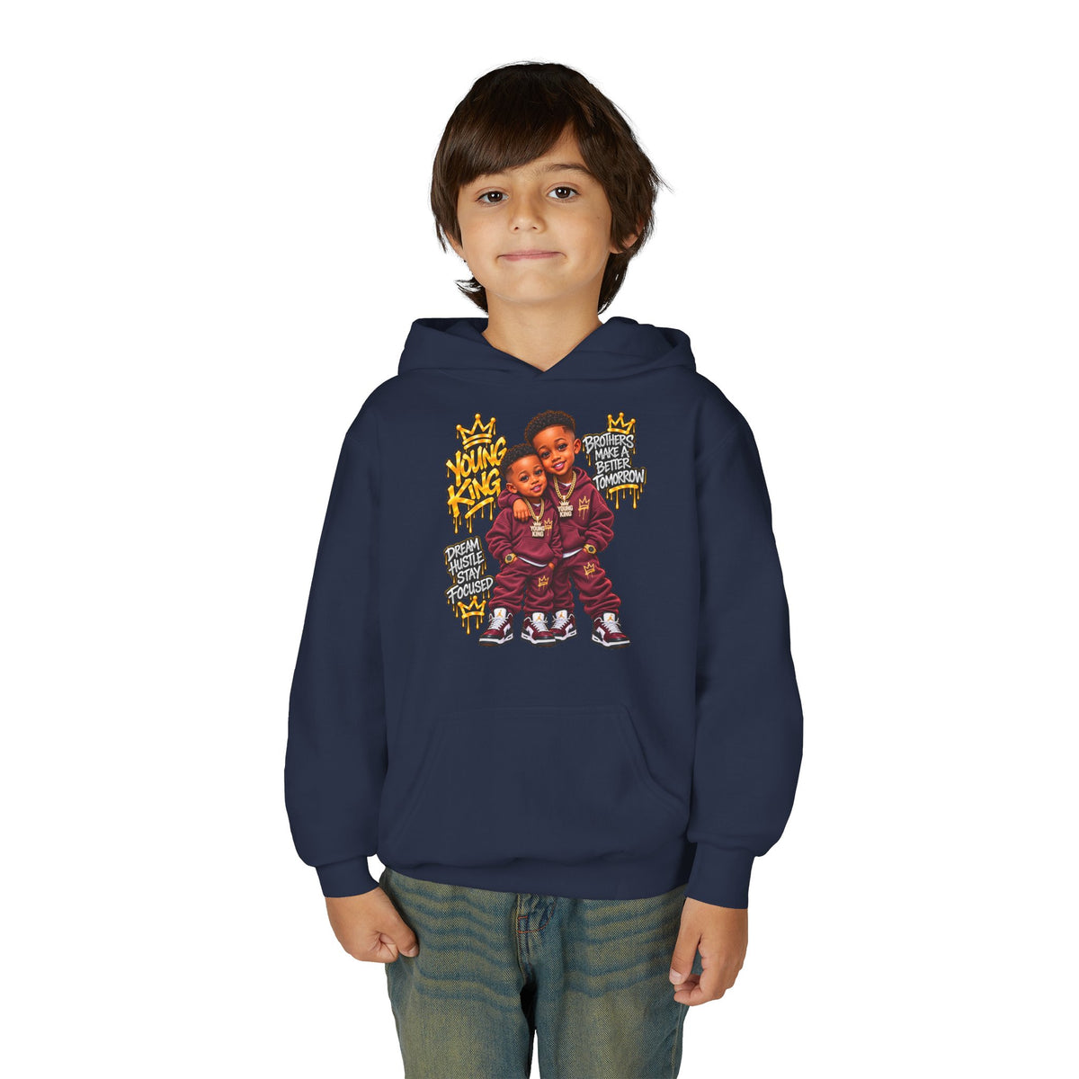 Kids' Hoodie - 'Young King & Queen' Matching Sibling Graphic Hoodie