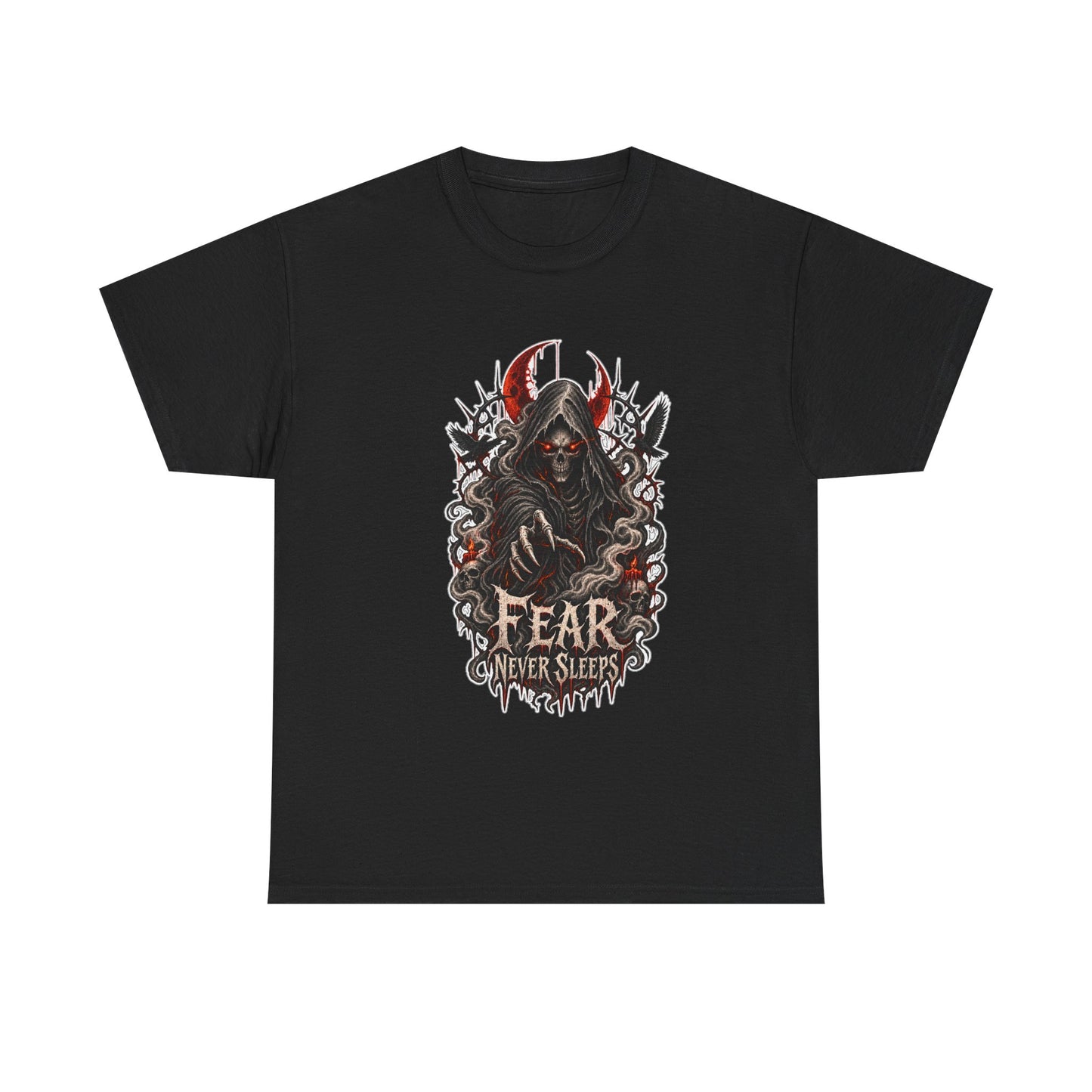 Fear Never Sleeps T-Shirt — Gothic Grim Reaper Graphic Tee