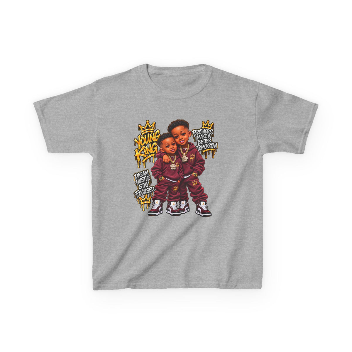 Kids Tee — 'Young Kings' Cartoon Sibling Streetwear Graphic Shirt