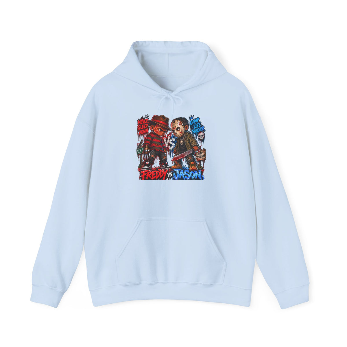 Freddy vs Jason Horror Movie Hoodie – Retro Slasher Graphic Pullover