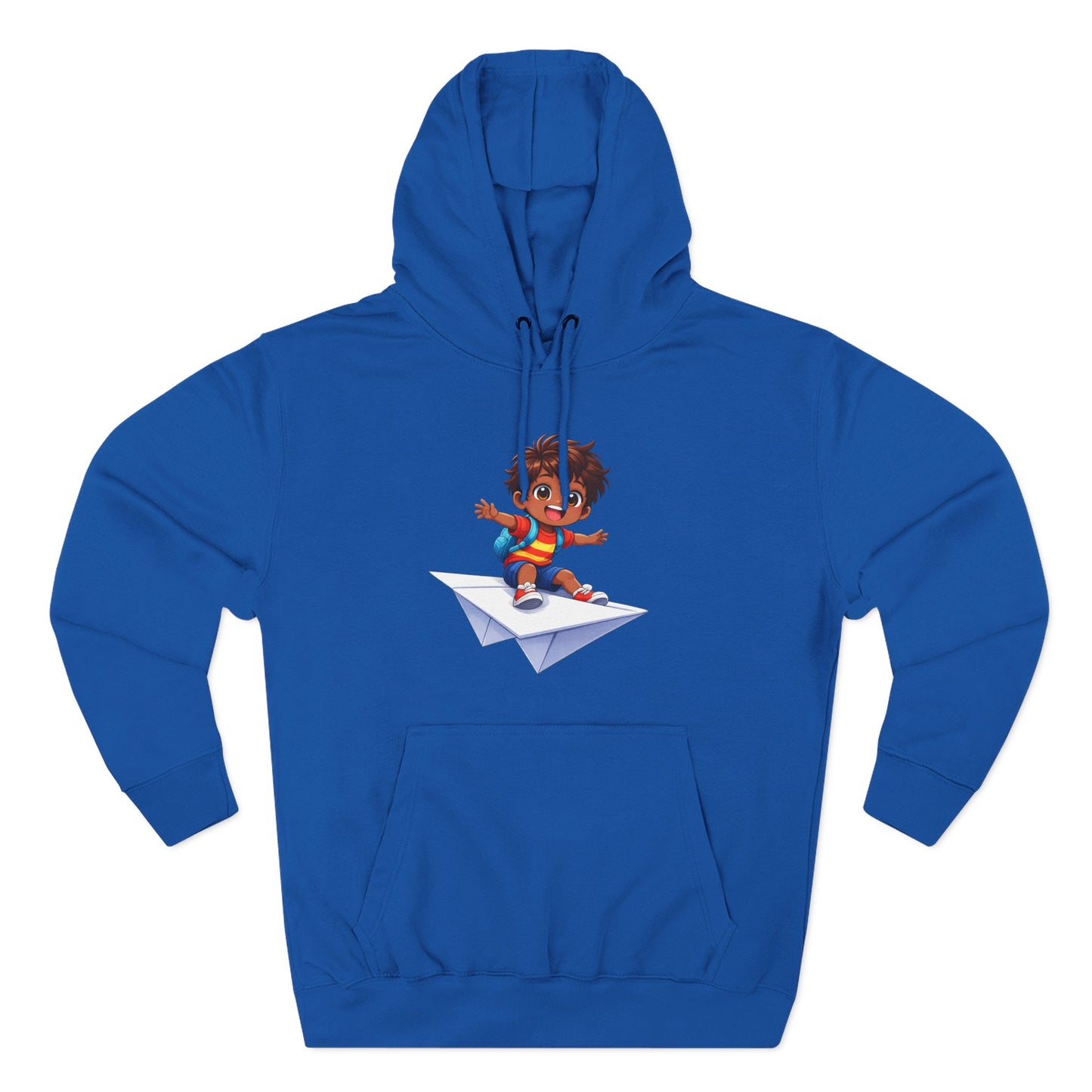 Kid Surfing Paper Plane Hoodie - Cute Cartoon Boy Graphic Pullover