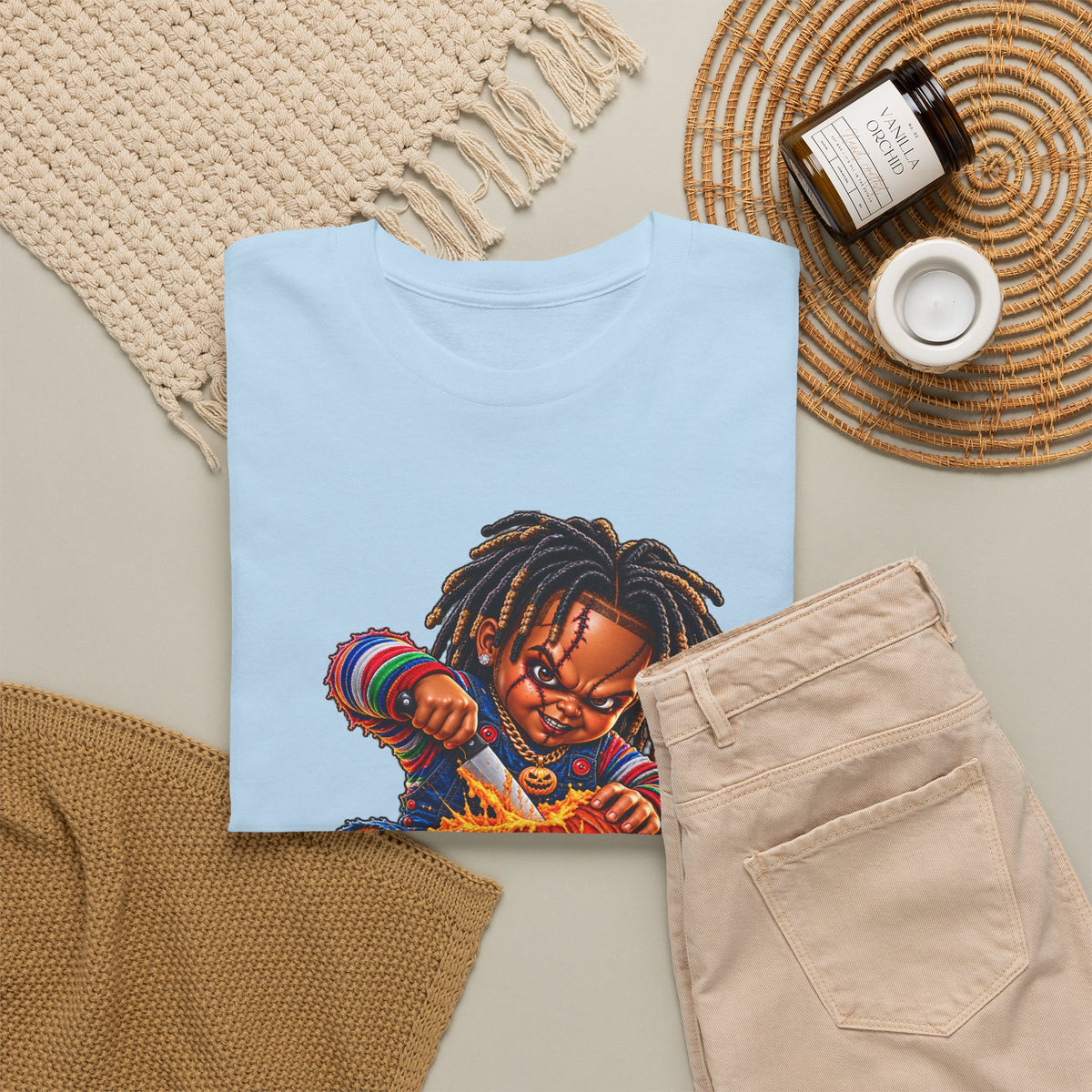 Halloween Pumpkin Carving Dreadlocks Skeleton T-Shirt