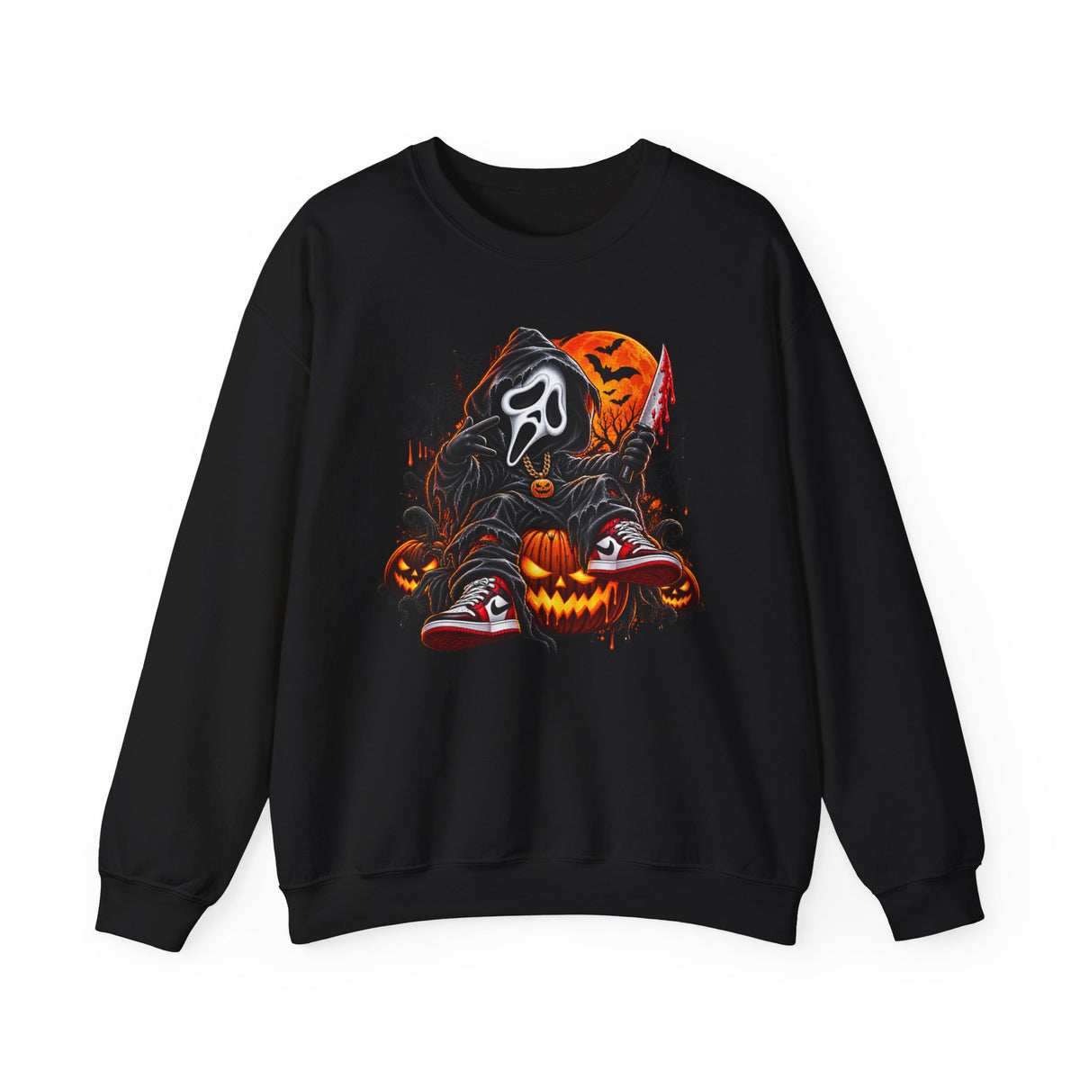 Halloween Ghost Face Pumpkin Crewneck Sweatshirt