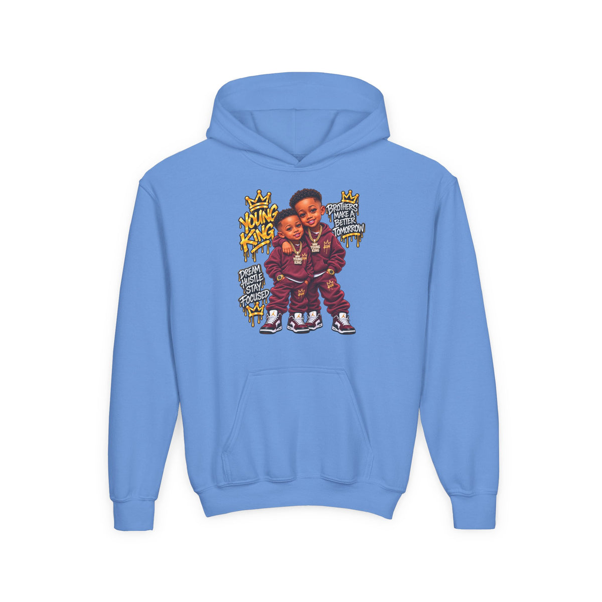 Kids' Hoodie - 'Young King & Queen' Matching Sibling Graphic Hoodie