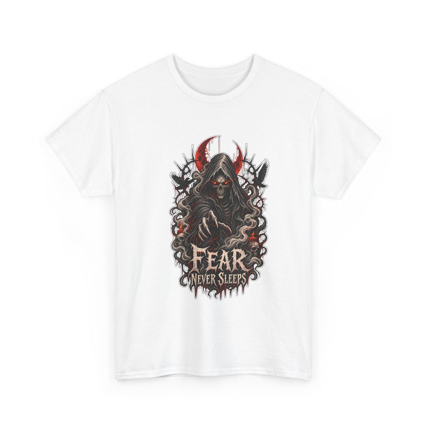 Fear Never Sleeps T-Shirt — Gothic Grim Reaper Graphic Tee