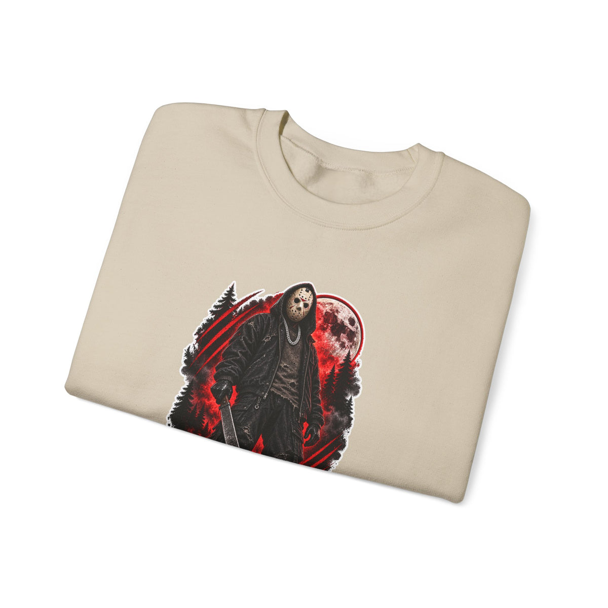 Horror Mask Graphic Sweatshirt — "Mask On Fear Up" Crewneck