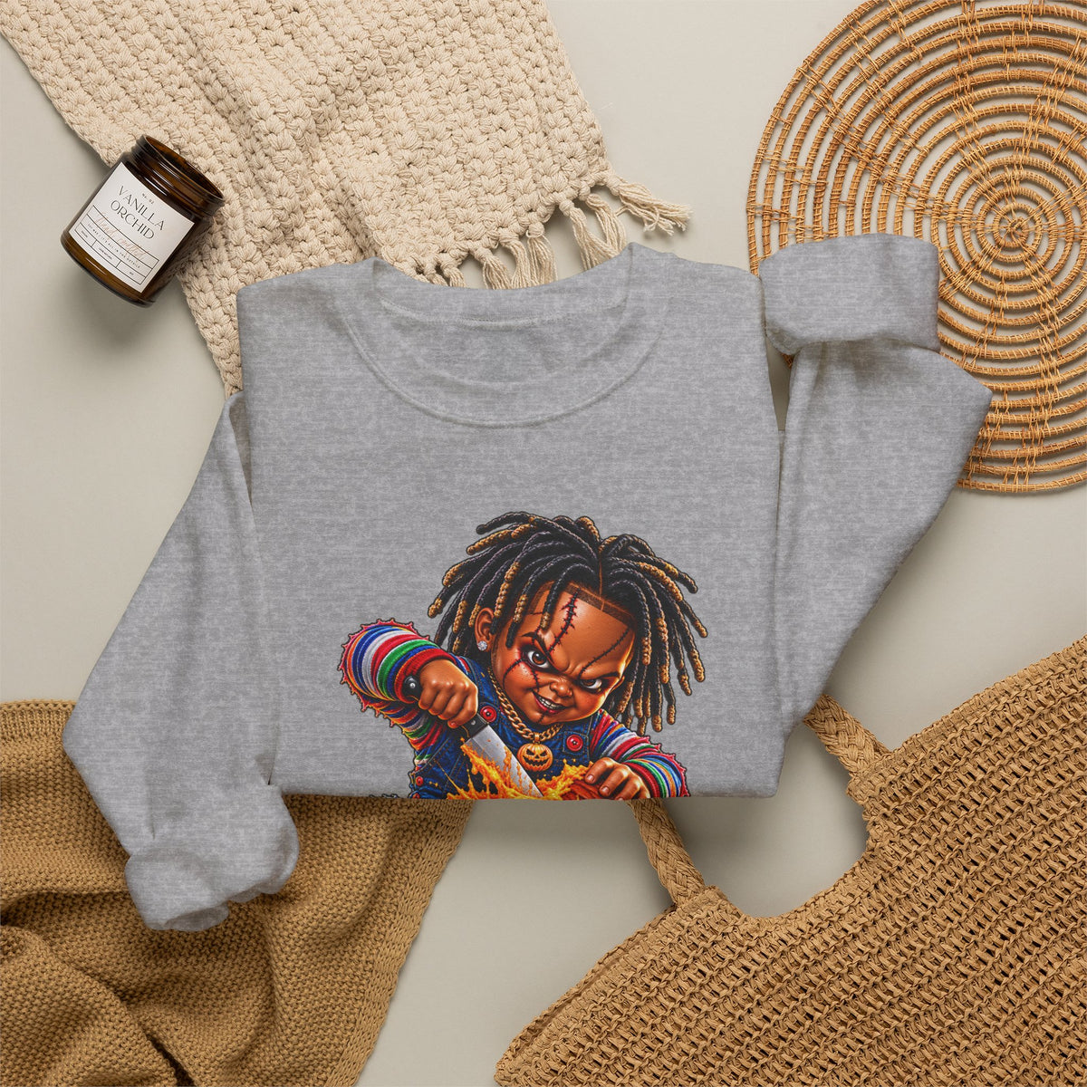 Halloween Dreadlocks Pumpkin Crewneck Sweatshirt