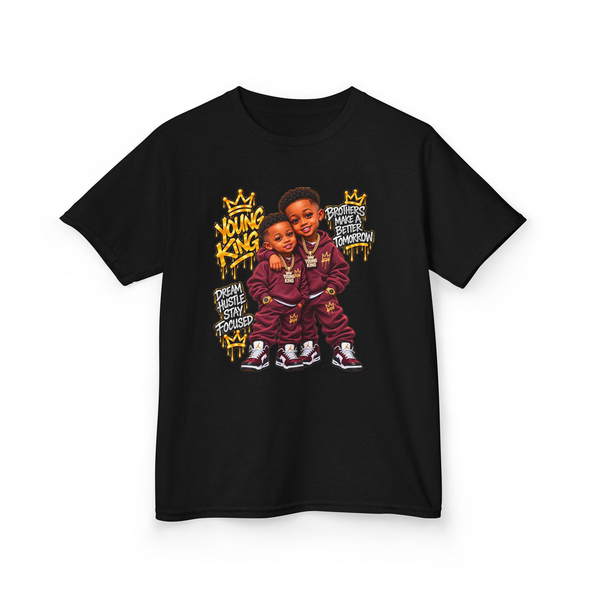 Kids Tee — 'Young Kings' Cartoon Sibling Streetwear Graphic Shirt