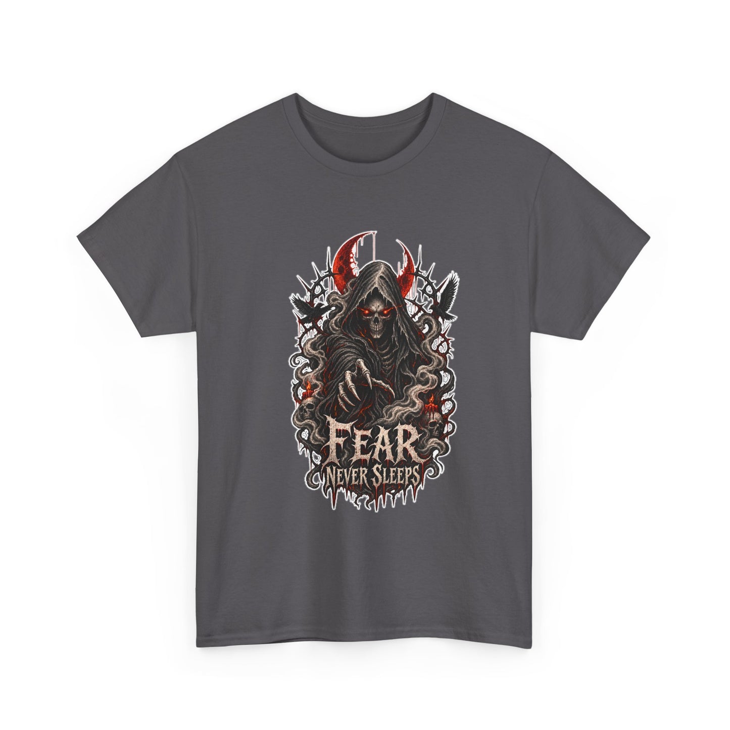 Fear Never Sleeps T-Shirt — Gothic Grim Reaper Graphic Tee