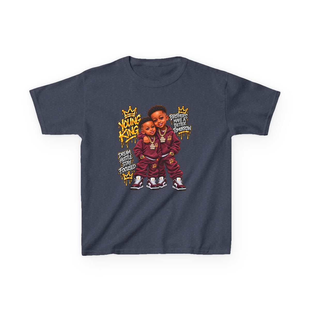 Kids Tee — 'Young Kings' Cartoon Sibling Streetwear Graphic Shirt