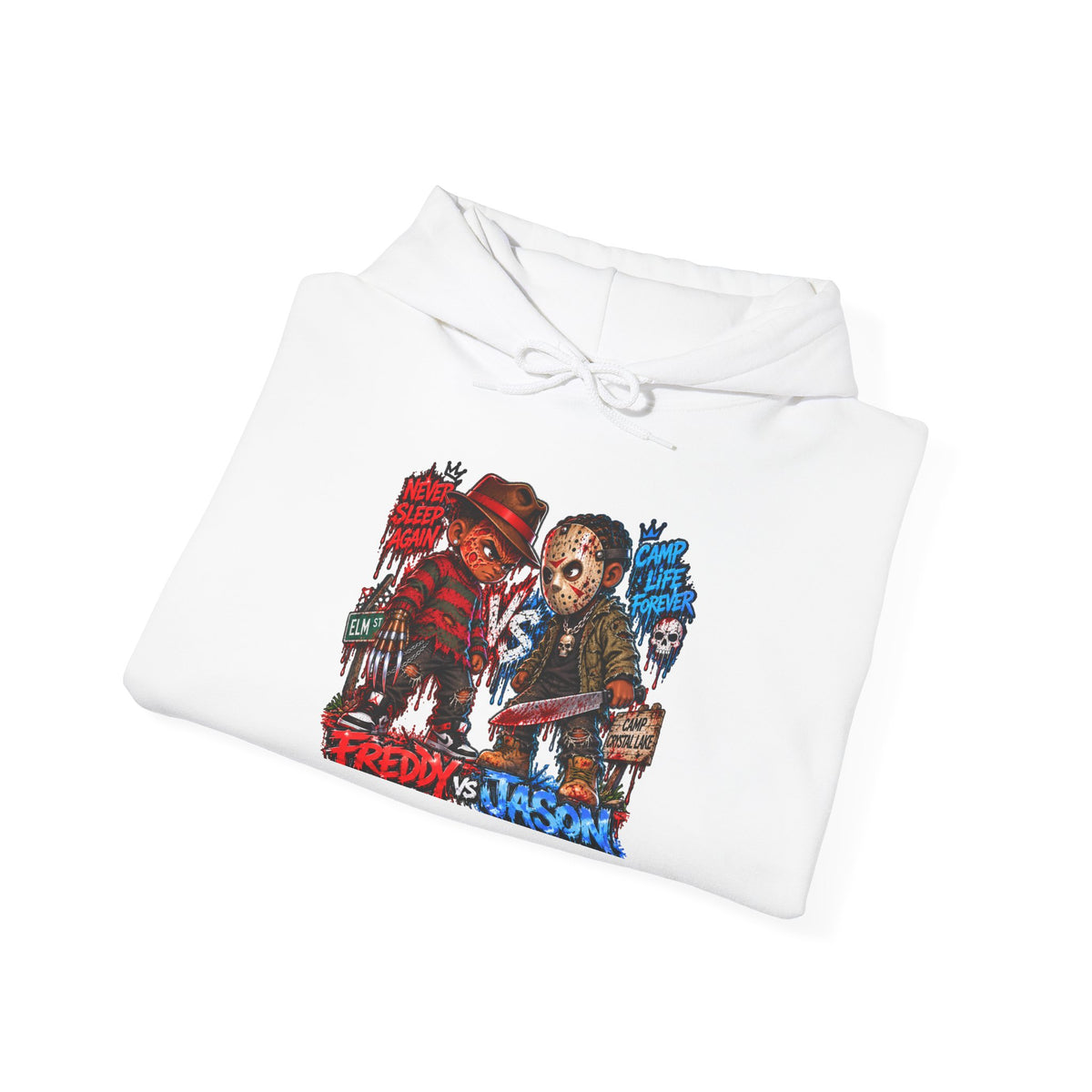 Freddy vs Jason Horror Movie Hoodie – Retro Slasher Graphic Pullover