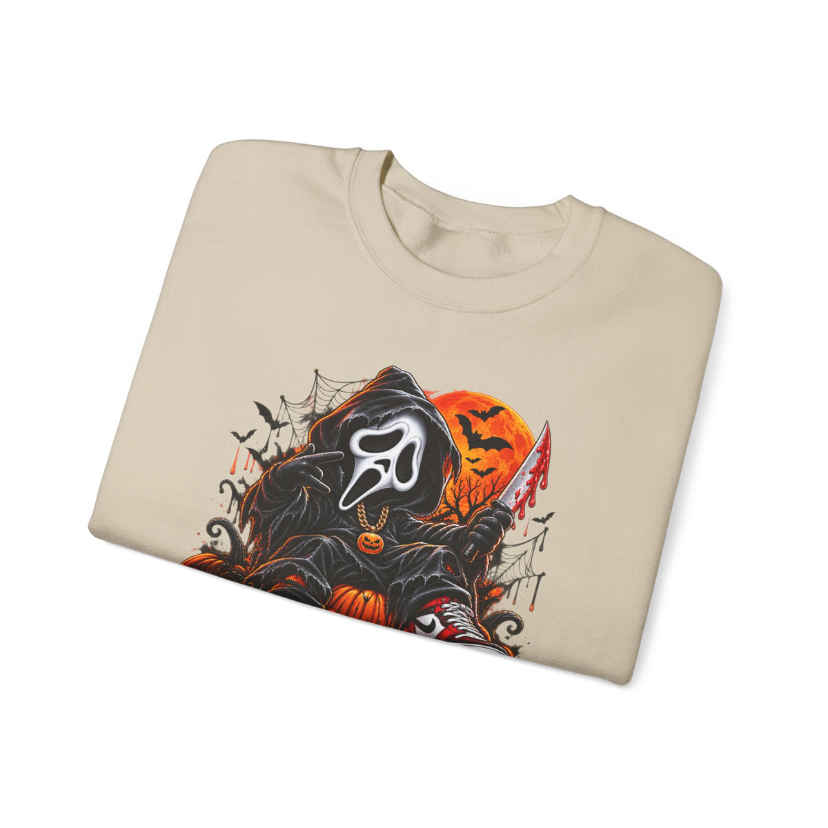Halloween Ghost Face Pumpkin Crewneck Sweatshirt