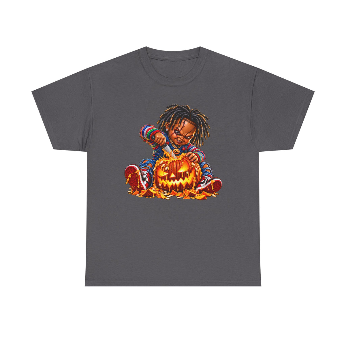 Halloween Pumpkin Carving Dreadlocks Skeleton T-Shirt