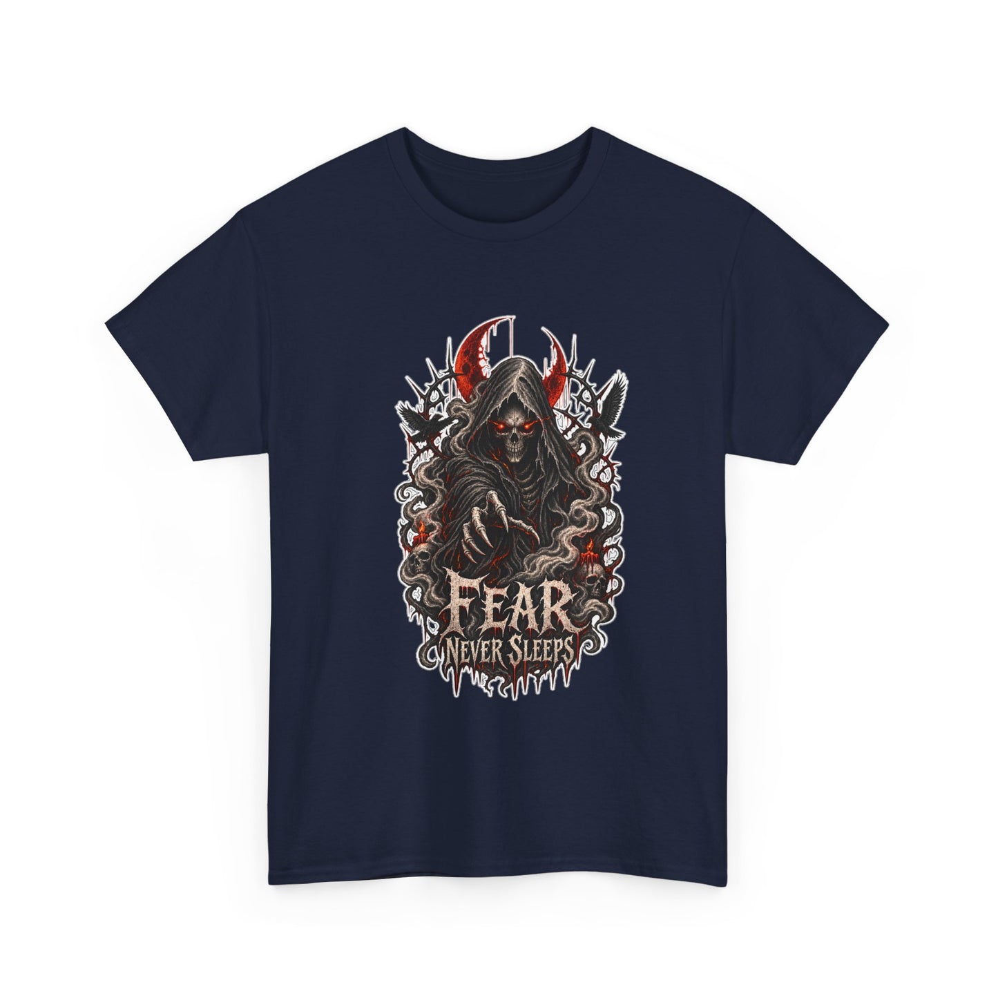 Fear Never Sleeps T-Shirt — Gothic Grim Reaper Graphic Tee