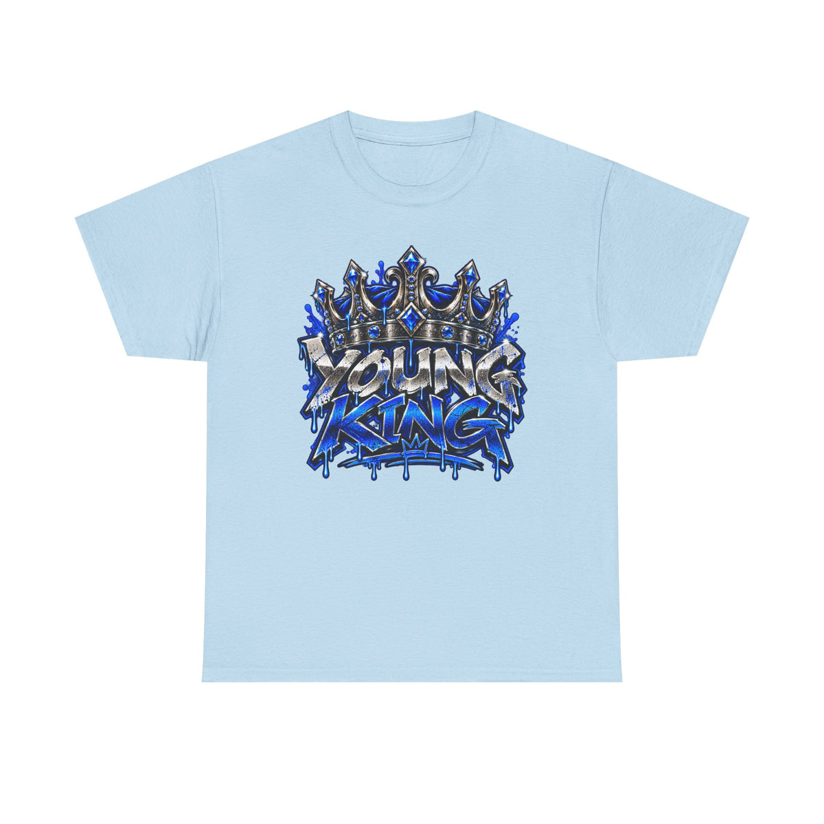 Young King Graphic Tee — Blue Crown Streetwear T‑Shirt