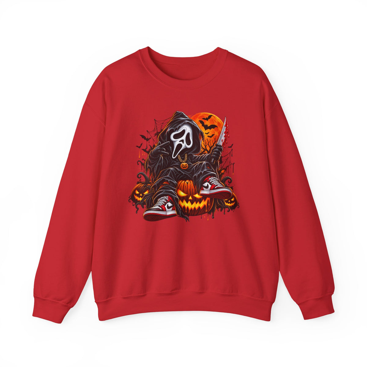 Halloween Ghost Face Pumpkin Crewneck Sweatshirt
