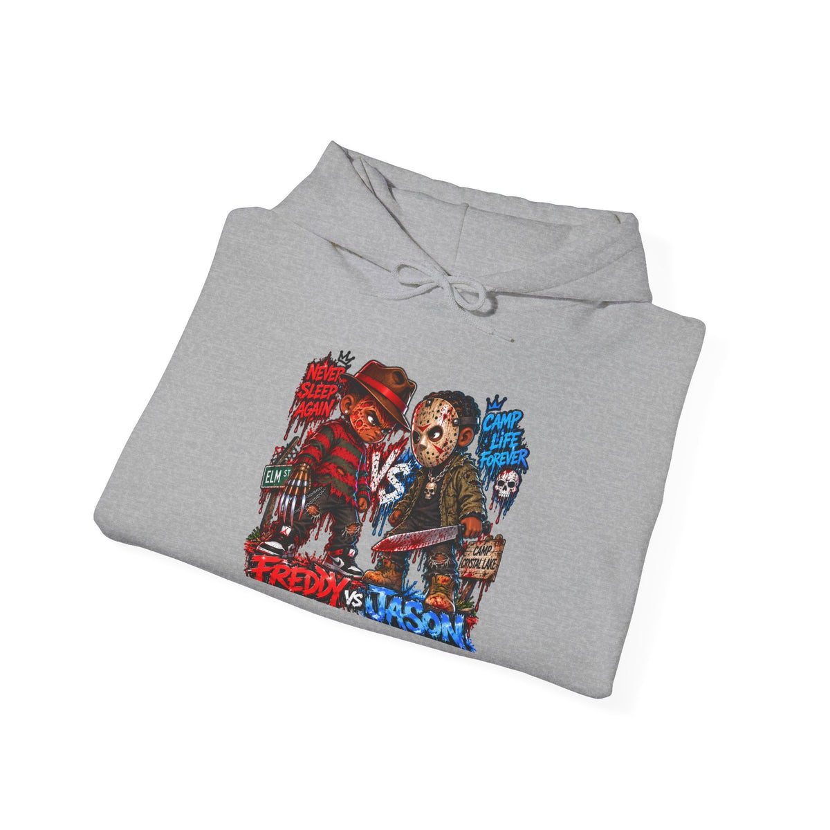 Freddy vs Jason Horror Movie Hoodie – Retro Slasher Graphic Pullover