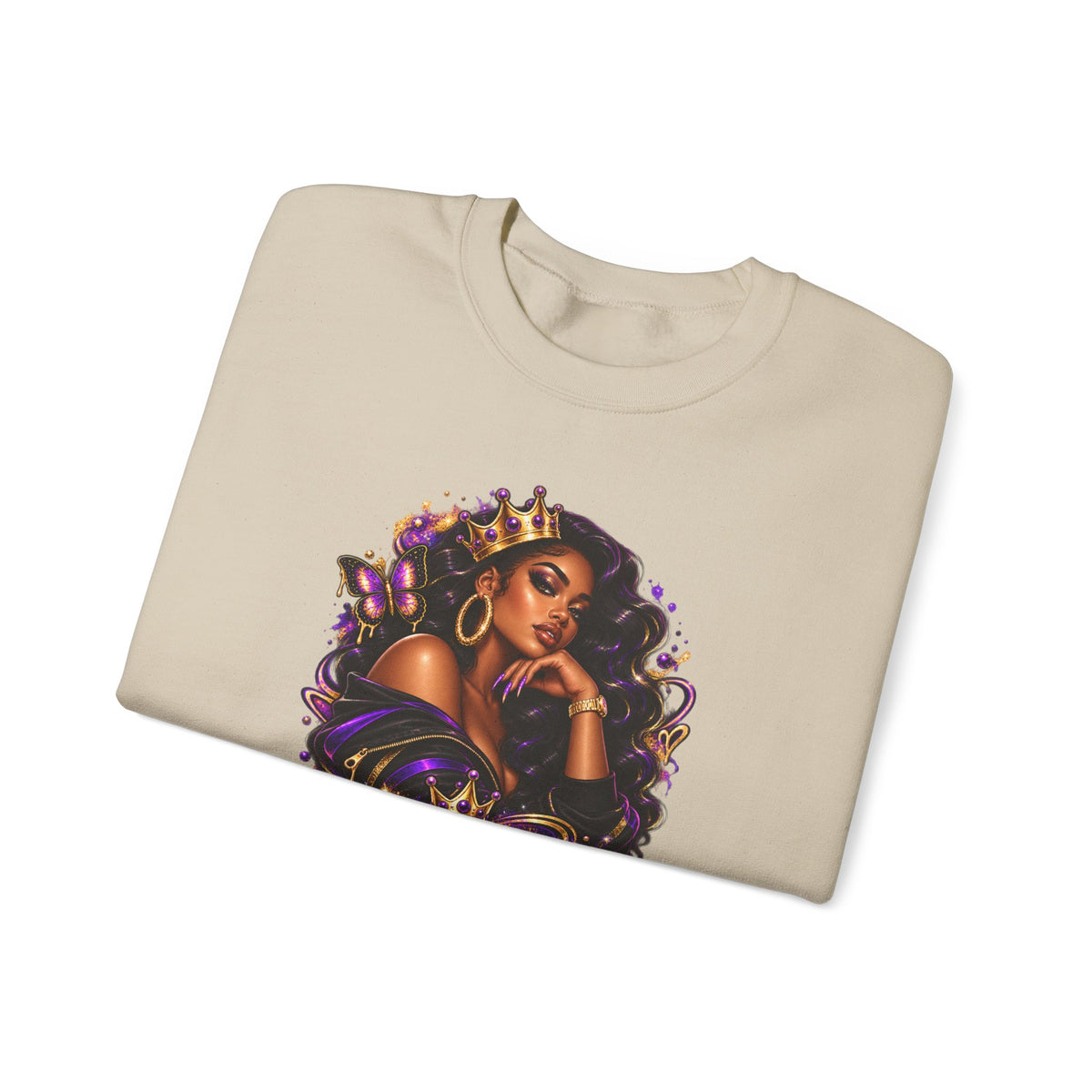 Built Different Crewneck Sweatshirt — Empowered Black Queen Graphic