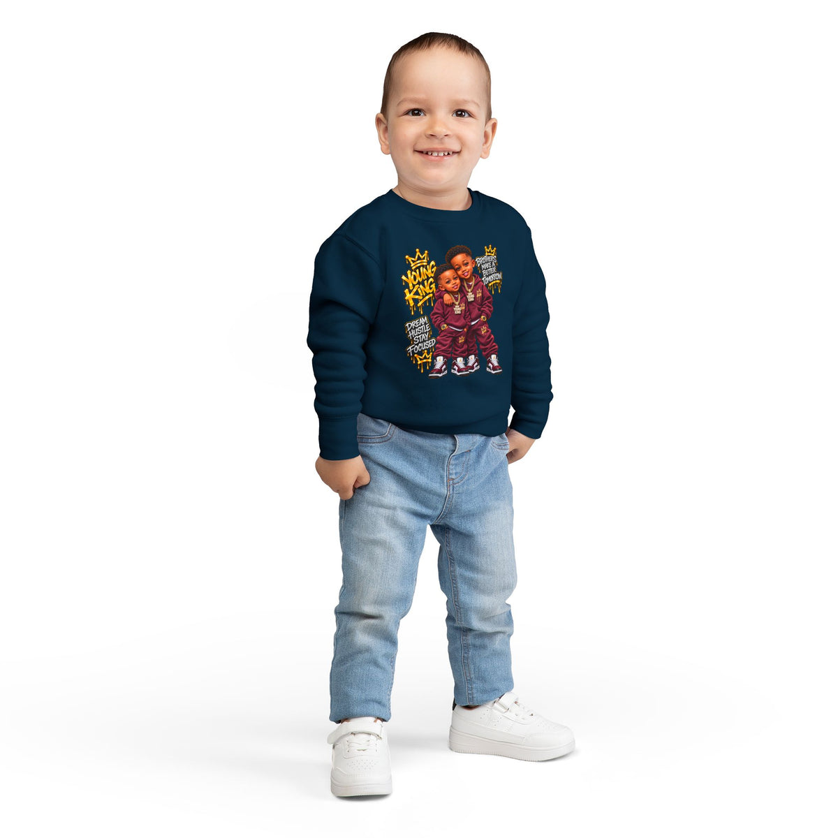 Toddler Sweatshirt - Young Kings Graphic Crewneck (Matching Sibling Outfit)