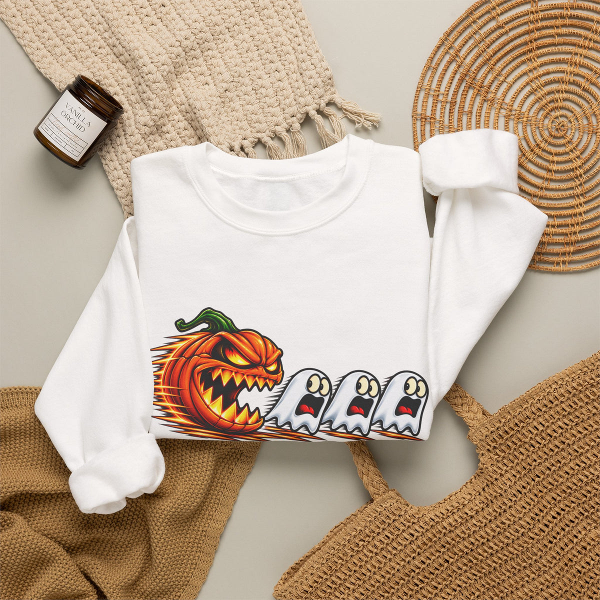 Halloween Pumpkin Chase Crewneck Sweatshirt