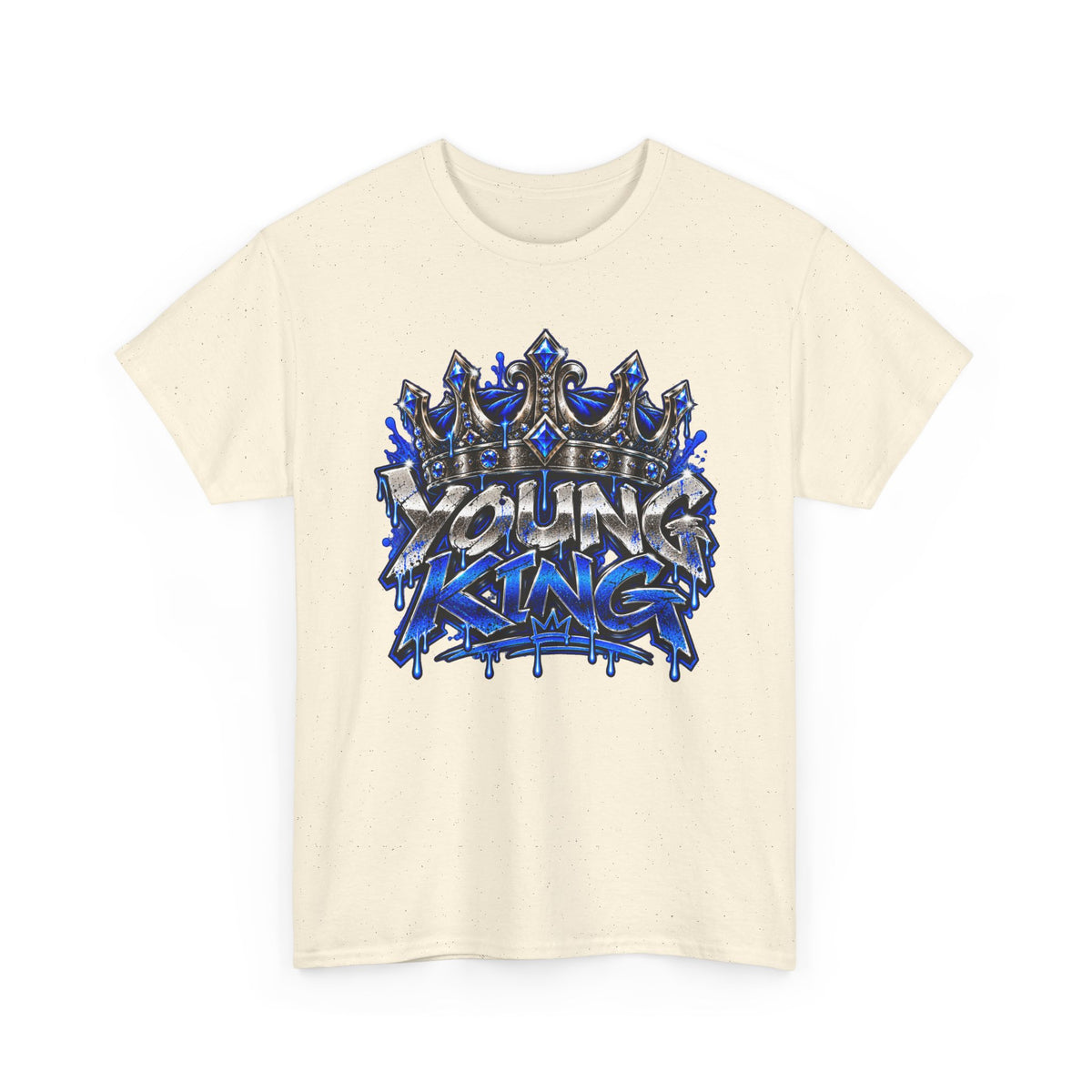 Young King Graphic Tee — Blue Crown Streetwear T‑Shirt
