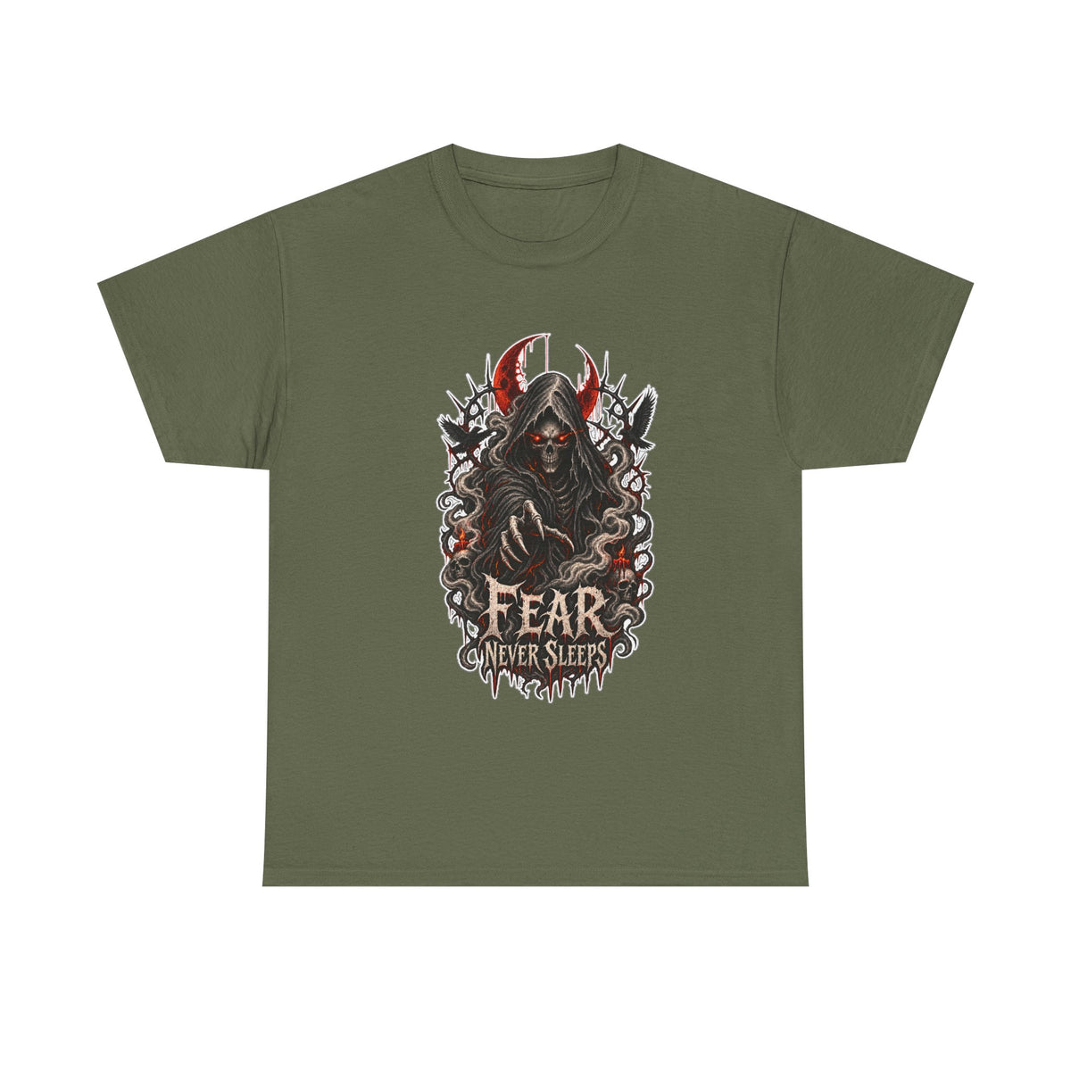 Fear Never Sleeps T-Shirt — Gothic Grim Reaper Graphic Tee