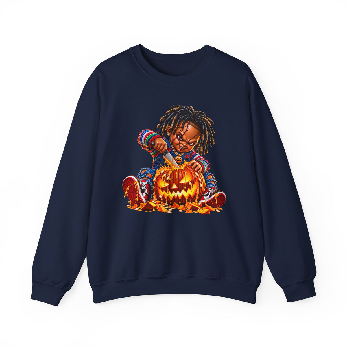 Halloween Dreadlocks Pumpkin Crewneck Sweatshirt
