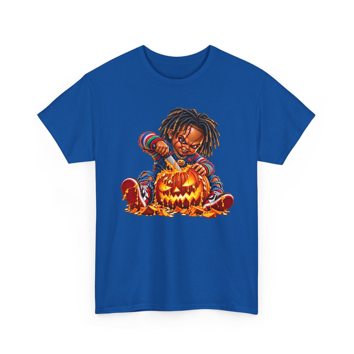 Halloween Pumpkin Carving Dreadlocks Skeleton T-Shirt