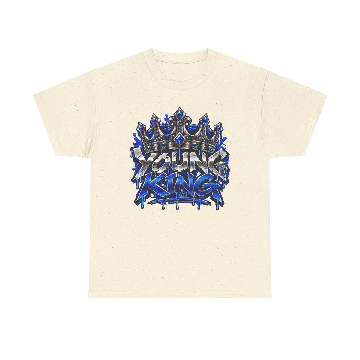Young King Graphic Tee — Blue Crown Streetwear T‑Shirt